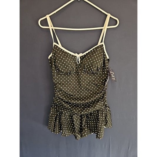 Large Polka Dot One Piece Bathing Suit Tummy Control