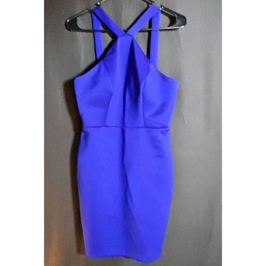 Aidan Mattox Women'S Blue Cutout-Back Halter Mini Sheath Dress Size 8