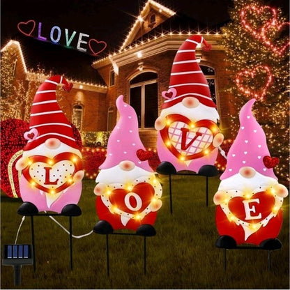 4 Piece Valentine Wedding Party Gnome Yard Metal Lawn Stakes 25"