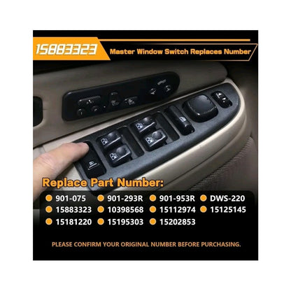 15883323 Driver Side Power Window Switch Assembly Chevrolet GMC Cadillac