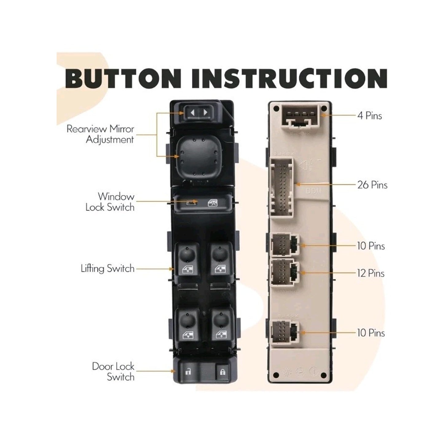 15883323 Driver Side Power Window Switch Assembly Chevrolet GMC Cadillac