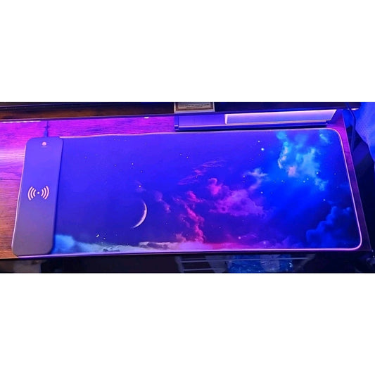 15W Wireless Charging Mouse Pad RGB Galaxy Desk Mat Keyboard Non-slip Cushion
