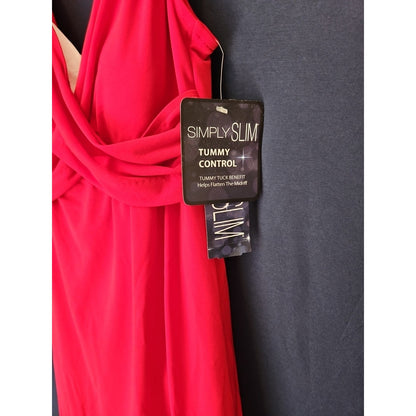 Womens Red One Piece Simply Slim Tummy Control SMALL NWT