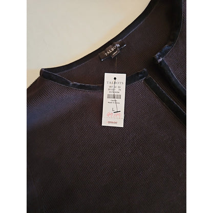 NWT Talbots Women Large Black Wool Open Front Luxury Designer Sweater Jacket