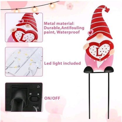 4 Piece Valentine Wedding Party Gnome Yard Metal Lawn Stakes 25"