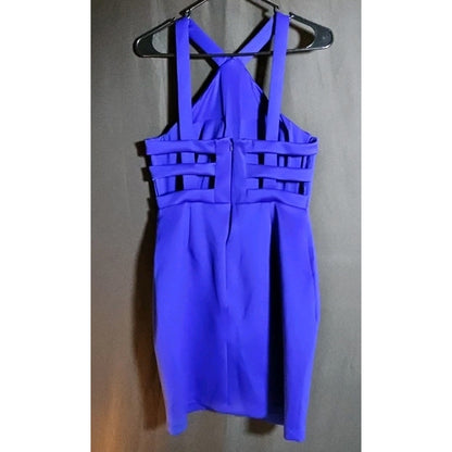 Aidan Mattox Women'S Blue Cutout-Back Halter Mini Sheath Dress Size 8