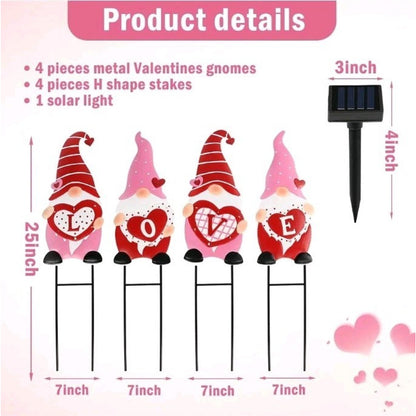 4 Piece Valentine Wedding Party Gnome Yard Metal Lawn Stakes 25"